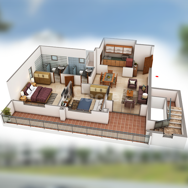PURVA PROMENADE 2BHK 1232sqft